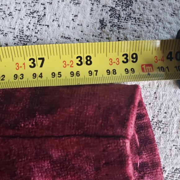 Bright Burgundy Pink Velour Velvet Vintage High Waist Hand Made Button Fly Pants - Picture 10 of 12